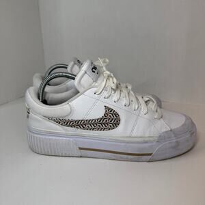 Nike Court Legacy Lift Sneaker Shoes White Hemp Black Summit Women's Size 10